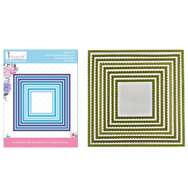 Stitched Scalloped Square Frame LG - Basic Designer Die