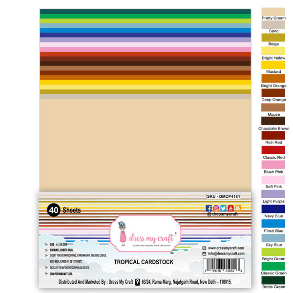 Tropical Cardstock A4 (Pack of 40 Sheets)