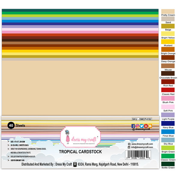 Tropical Cardstock 12x12 (Pack of 40 sheets)