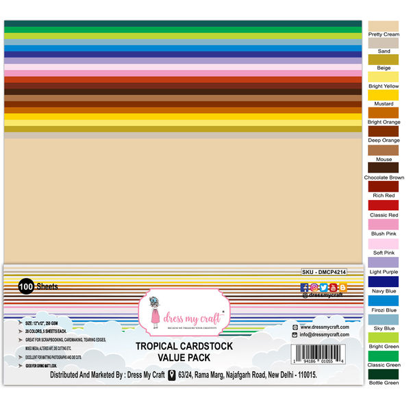 Tropical Cardstock 12x12 (Pack of 100 Sheets)