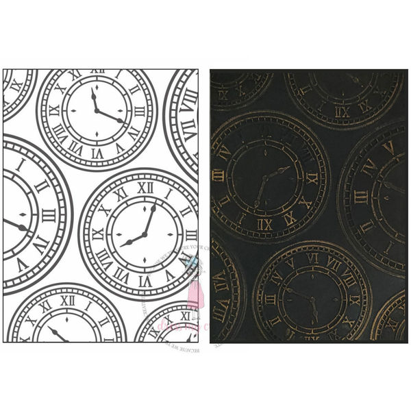 Vintage Clock Pattern - Embossing Folder