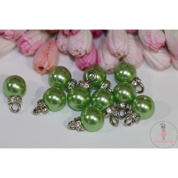 Green - Round Hanging Pearls