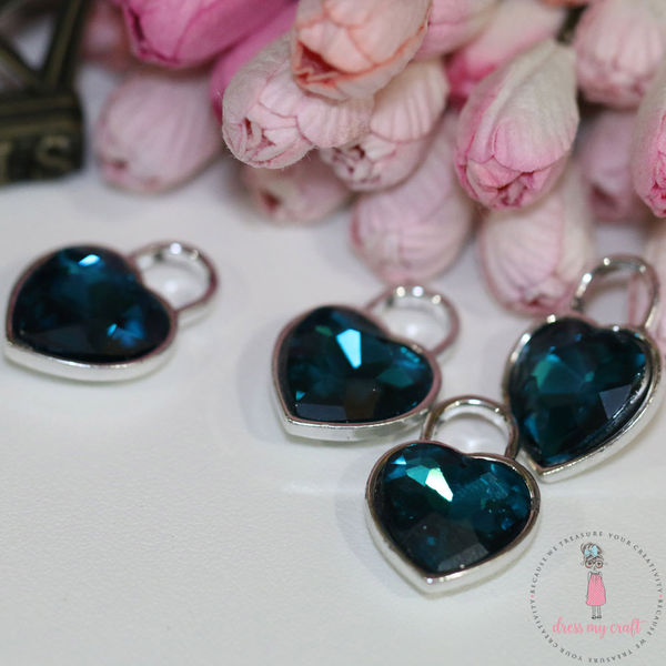 Crystal Heart Charm - Deep Blue