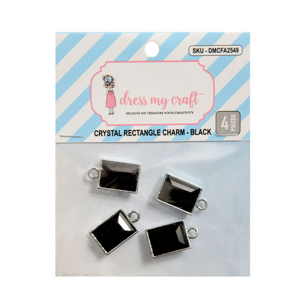 Crystal Rectangle Charm - Black