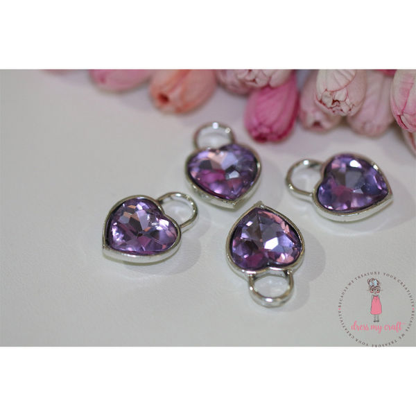 Crystal Heart Charm - Mauve