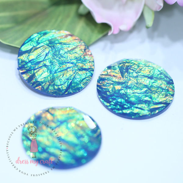 Shiny Round Cabochons - Blue Green Tone 