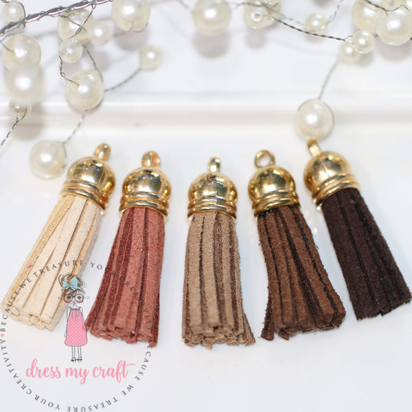 Small Faux Leather Tassel - Earty tones 