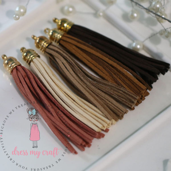 Large Faux Leather Tassel - Earthy Tones