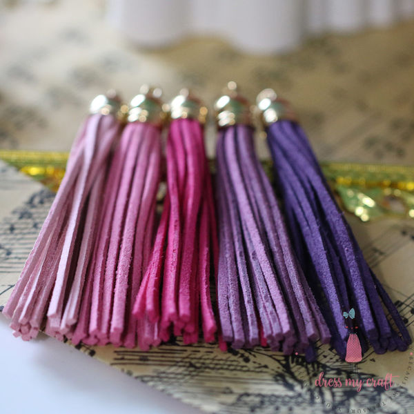 Large Faux Leather Tassel - Pink Family