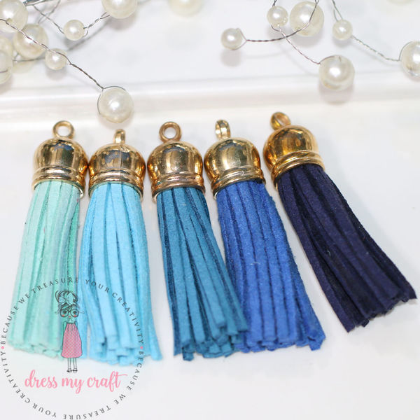 Medium Faux Leather Tassel - Blue Family