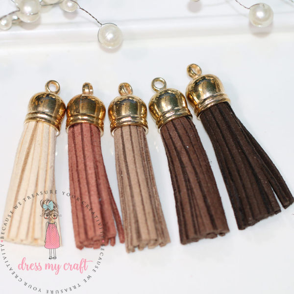 Medium Faux Leather Tassel - Earty tones