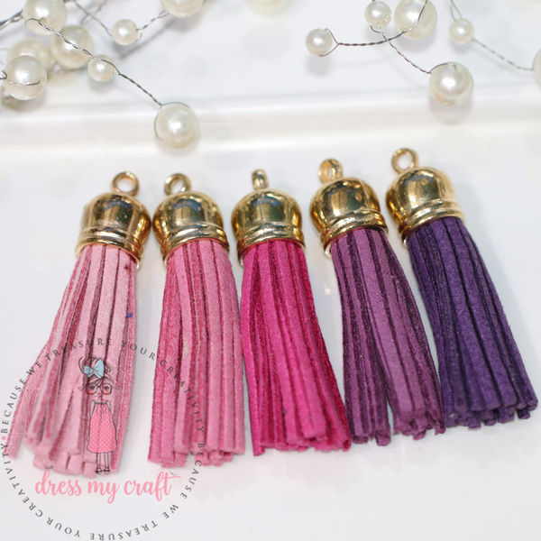 Medium Faux Leather Tassel - Pink Family