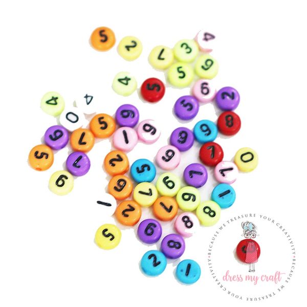 Colorful Round Number Beads  - Coloured