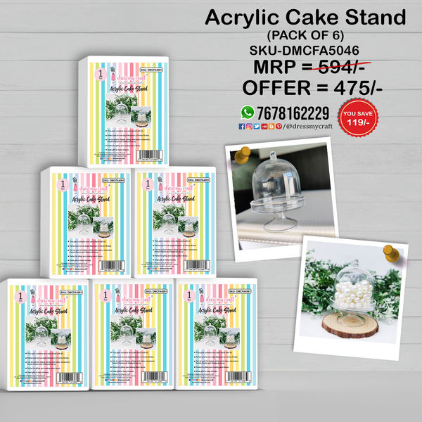 Acrylic Cake Stand (Pack of 6)