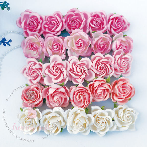 Curved Roses Pink Blush Combo Set  - 35 MM - 50 Pcs/ Pack