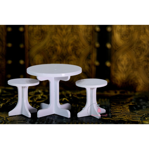 White  Round Table Chair - Miniature