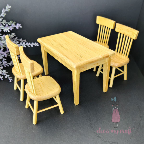 Miniature Table & Chair Set - Natural Wood