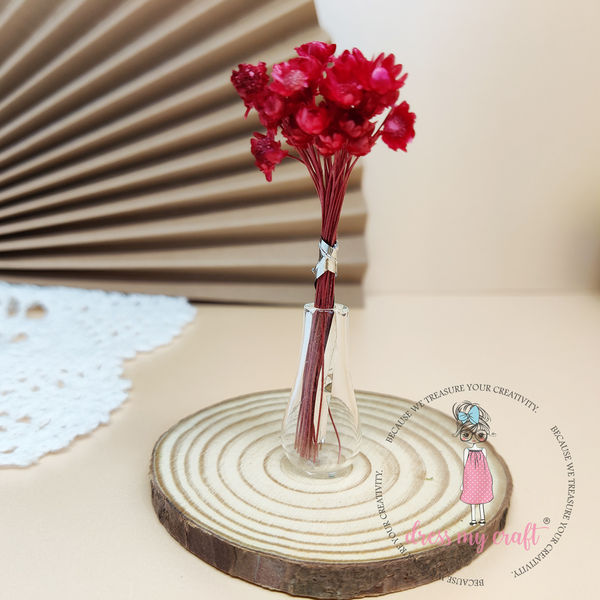 Miniature Glass Vase With Flowers - Red