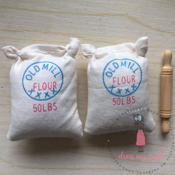 Miniature Flour Bags with Rolling Pin