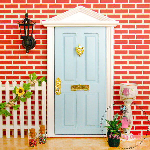 Miniature Anywhere Wooden Door - Baby Blue