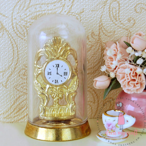 Miniature Antique Clock with Glass
