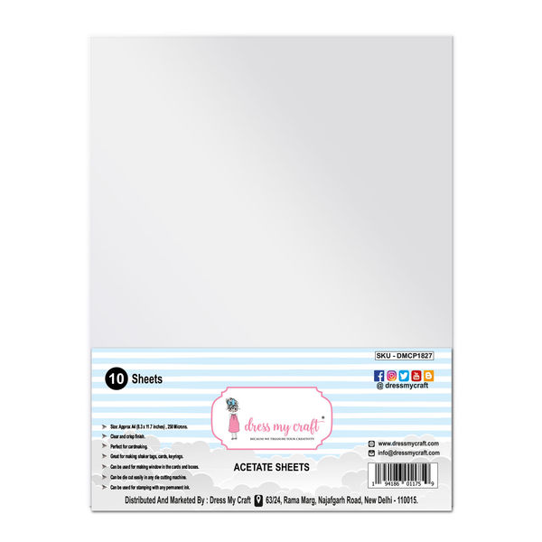 Acetate Sheet - 250 Microns - Pack of 10 Pcs/Pack