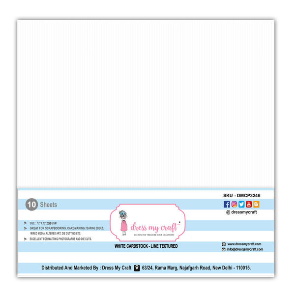 White Cardstock - Line Textured - 250 gsm