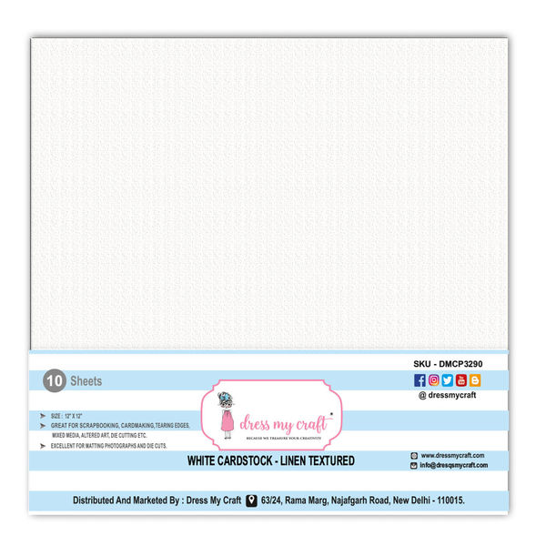 White Cardstock - Linen Textured - 300 gsm