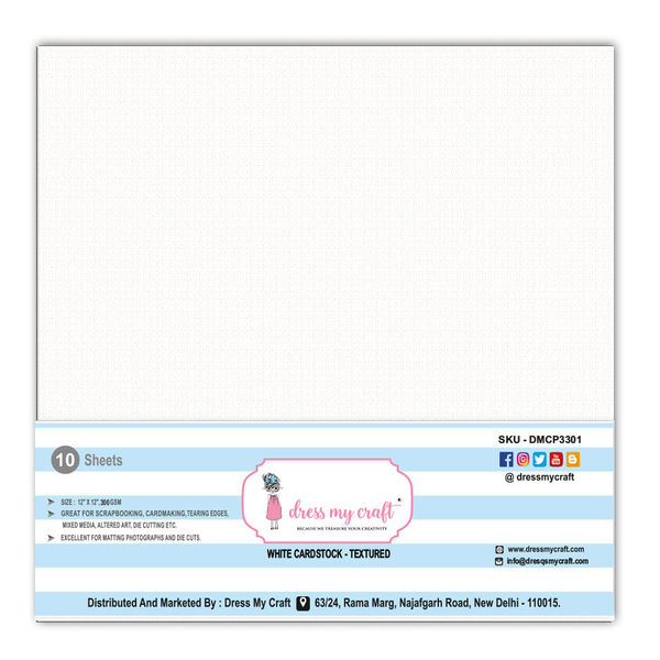 White Cardstock - Textured - 300 gsm