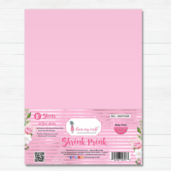 Shrink Prink - Baby Pink Frosted Glass Sheet - Pack of 10 Sheets