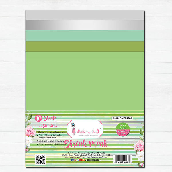 Shrink Prink - Green Family Frosted Glass Sheet - Pack of 10 Sheets