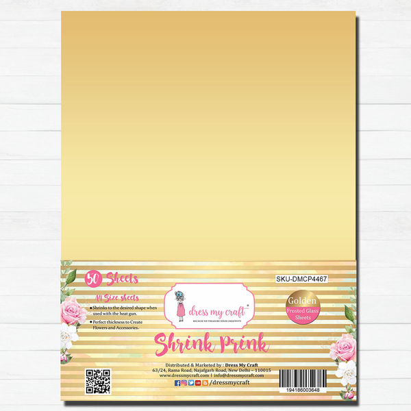 Shrink Prink - Golden Frosted Glass Sheet - Pack of 50 Sheets