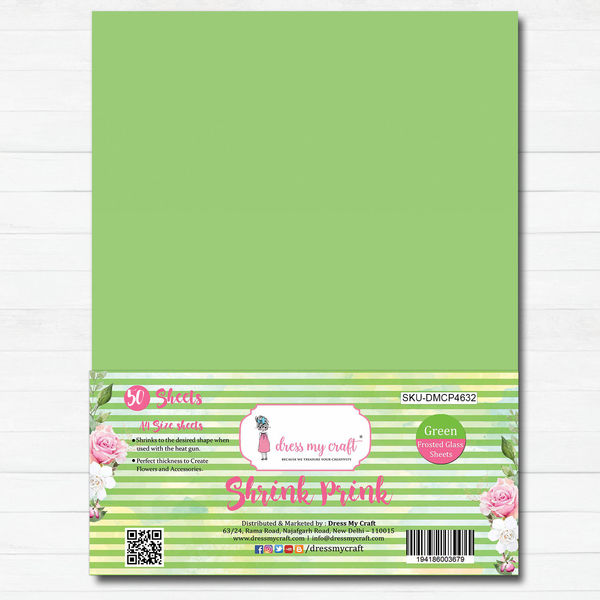 Shrink Prink -  Green Frosted Glass Sheet - Pack of 50 Sheets