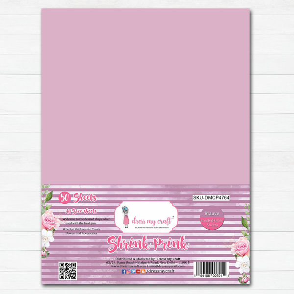 Shrink Prink - Mauve Frosted Glass Sheet - Pack of 50 Sheets