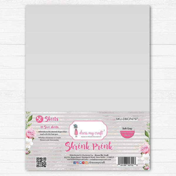 Shrink Prink - Soft Gray Frosted Glass Sheet - Pack of 50 Sheets