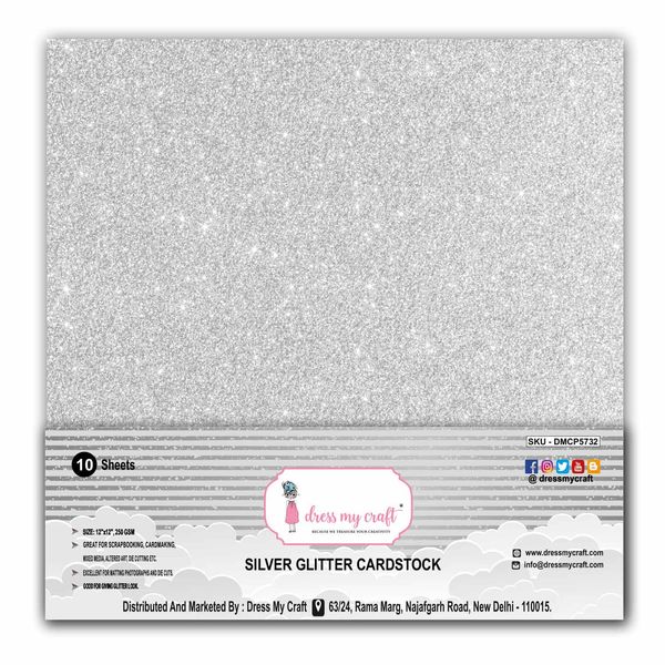 Silver Glitter Cardstock - 12 X 12 - 250gsm