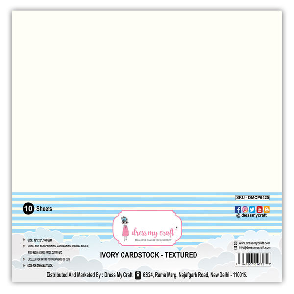 Ivory Cardstock - Textured - 160 gsm