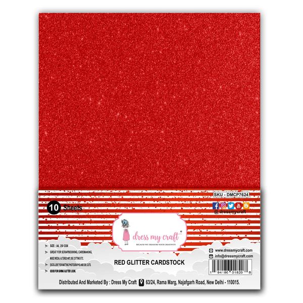 Red Glitter Paper - A4 - 250gsm
