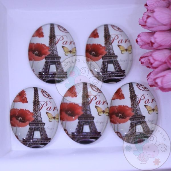 Oval Glass Cabochon - Effiel Tower