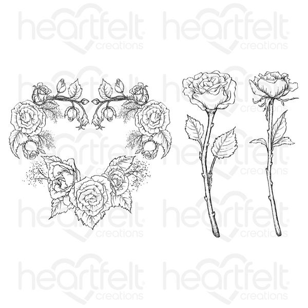 Friendship Rose Heart Cling Stamp Set