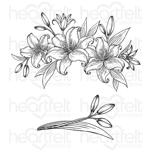 Garden Lily Bouquet & Buds Cling Stamp Set