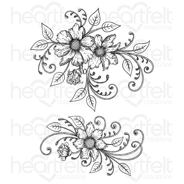 Feathery Florals Cling Stamp Set