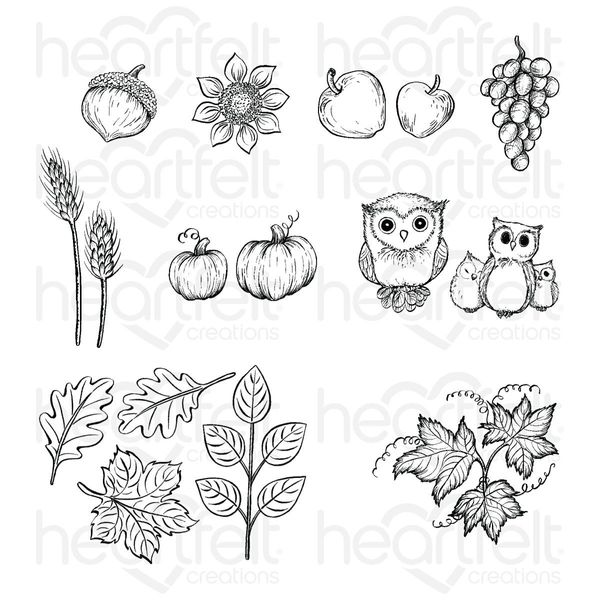 Autumn Wreath Accents Cling Stamp Set