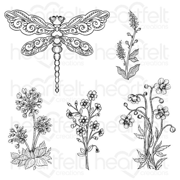 Dragonfly Florals Cling Stamp Set