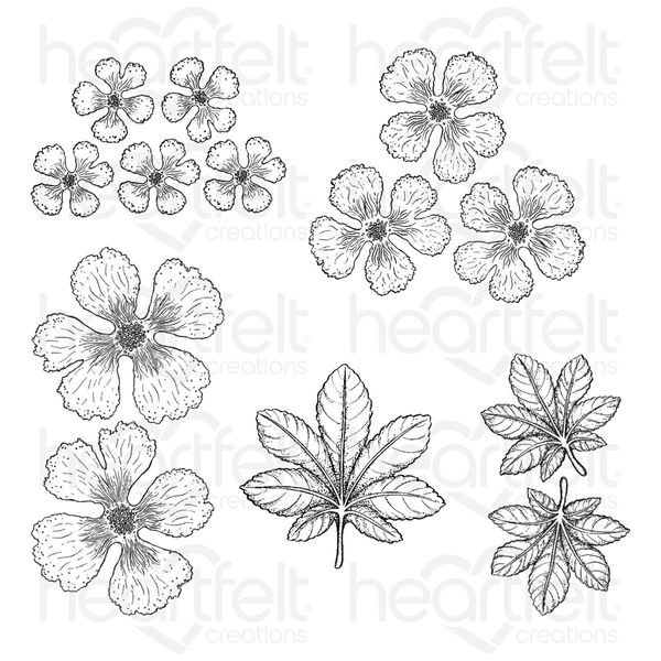 Hollyhock Petals & Leaves Cling Stamp Set