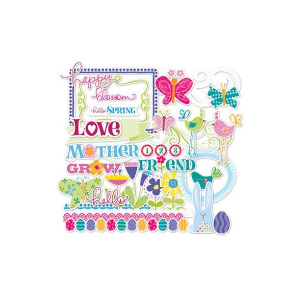 Shapes With Glitter - LYB Hello Spring Acetate Clear-Cuts 34/Pkg