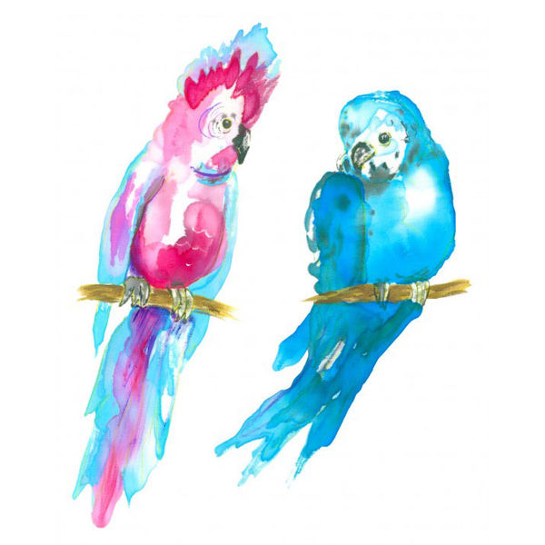 Love Birds - Watercolor Fabric Transfer