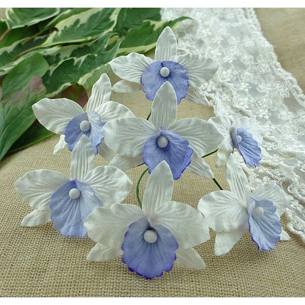 WHITE WITH LILAC/BLUE  - Orchids Combo