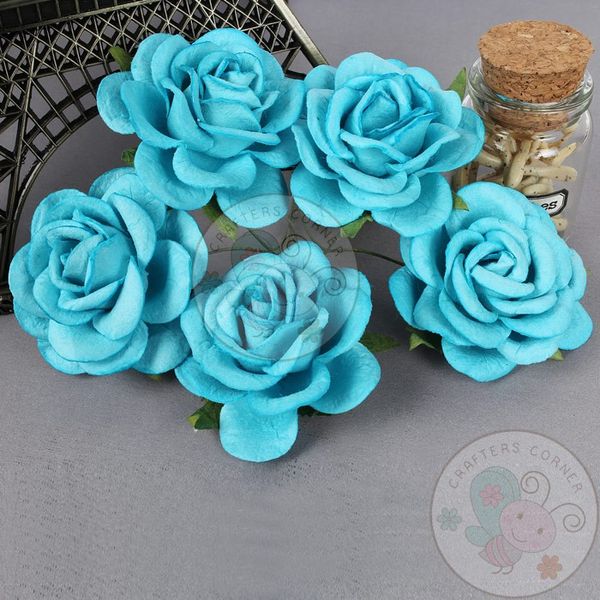 Firozi Blue - Mulberry Curved Roses