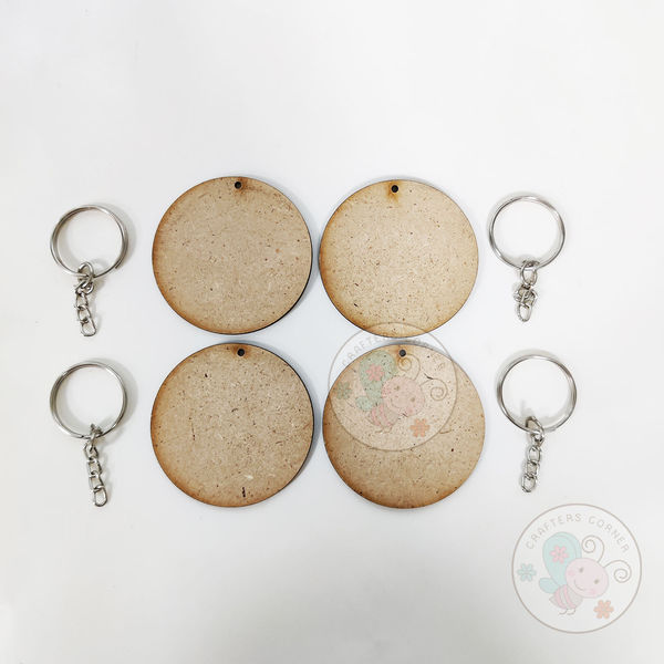 MDF Circle With Key Chains (Pack of  4 Sets)